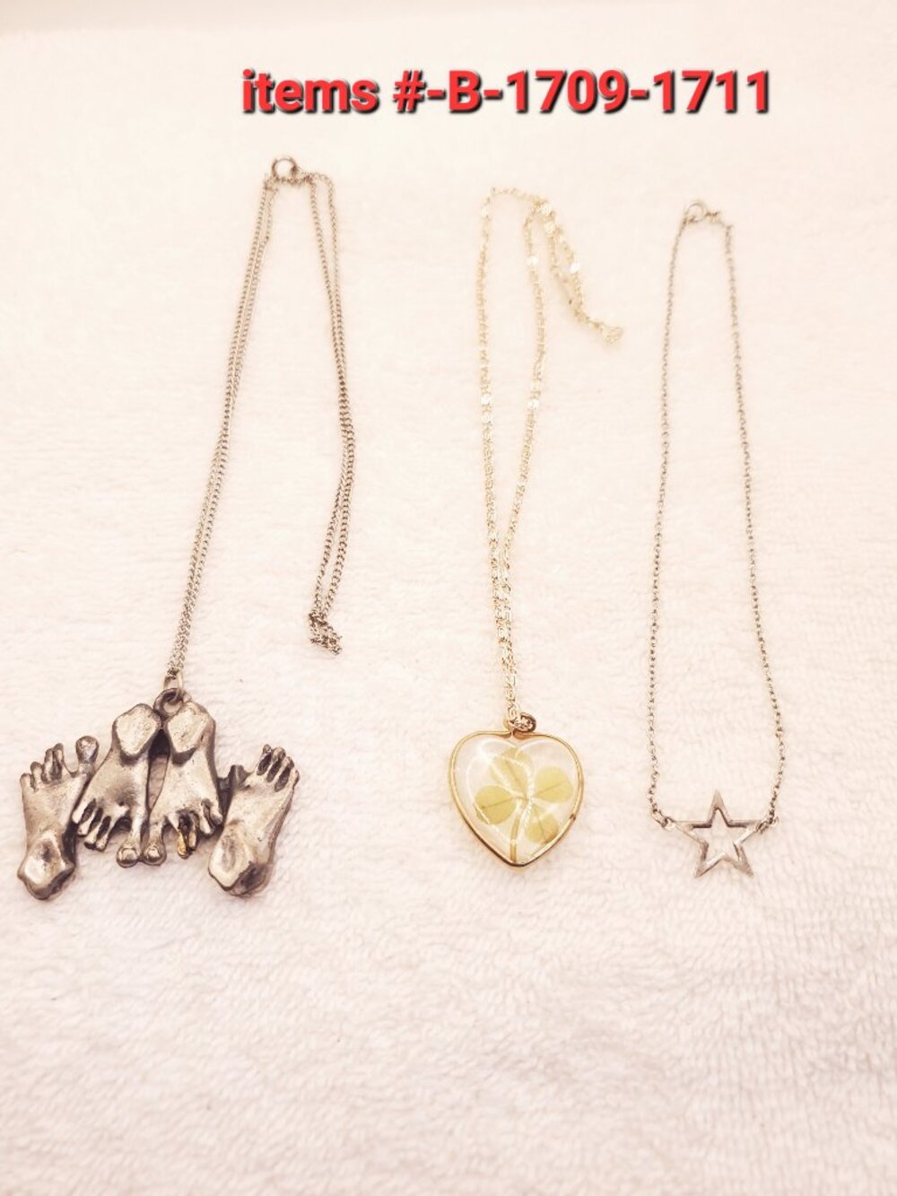 3 Silver chain Necklace with small Pendants,  items # B-1709-1711, wt. 35 grams.